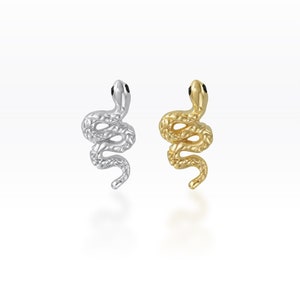Snake Screw Flat Back Tiny Snake Stud, Snake Earring, Tragus Snake, Dainty Snake Piercing, Snake Cartilage, Gold Snake Earring (1pc)