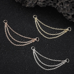 Sterling Silver Triple Belcher Chain Earring: Conch, Orbital, Nose Piercing (1pc)