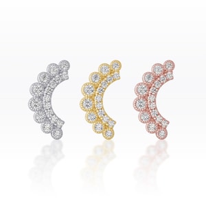 Double crown CZ Conch Piercing, Helix Earring, Cartilage Piercing , Daily Wear Earring (1pc)