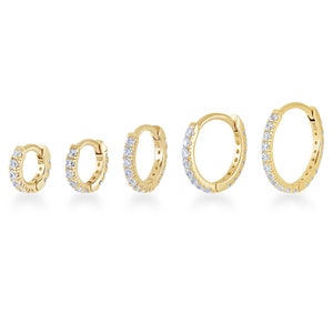 Gold Plated CZ diamond eternity ring -  huggie hoop - Rook - cartilage - helix - lobe earring (1pc)