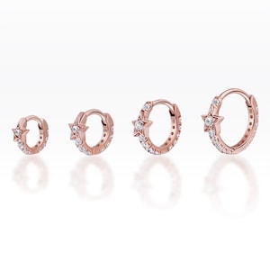 Star CZ eternity ring (Rose Gold) / Huggie hoop / Rook Earring /  Cartilage Earring / Helix Earring / Hoop Earring / lobe earring (1pc)