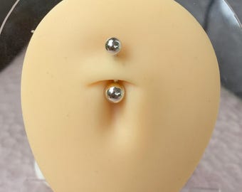 Sterling Silver Ball Belly Ring: Dainty Navel Piercing (1pc)