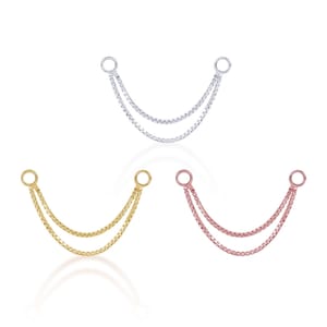 Double Cartilage Box Chain, Conch Chain, Orbital Chain, Nose Chain, Chain Earring, Chain Piercing