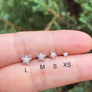 Star Cartilage Stud, Star Helix Stud, Star Tragus Earring, CZ Star Cartilage, Tiny Star Stud Earrings, Star Lobe Piercing (1pc)