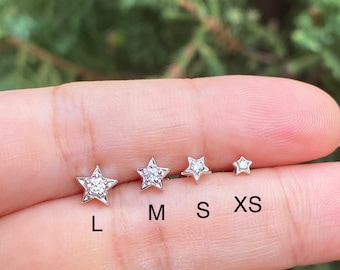 Single Gems Star Cartilage Stud, Star Helix Stud, Star Tragus Earring, CZ Star Cartilage, Tiny Star Stud Earrings, Star Lobe Piercing