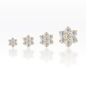 Gold Plated CZ Flower piercing, Tragus earring, Dainty earring, Tiny earring, Cartilage earring, Tragus piercing, Helix piercing (1pc)