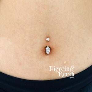 3 Micron 18K Gold Plated Clear CZ Stone Extra Long Flower with Heart Dangling 925 Sterling Silver with Stainless Steel Navel Button Ring 3 Micron 18K Gold Plated Clear CZ Stone Extra Long Flower with Heart Dangling 925 Sterling Silver with Stainless Steel Navel Button Ring