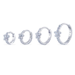 CZ Gems Flower eternity ring/ huggie hoop/Rook Earring/ Cartilage Earring/ Helix Earring / Hoop Earring/lobe earring (1pc)