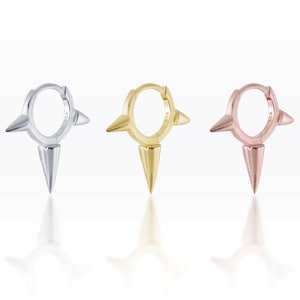 Anneau huggie à pointes triples uni, créoles à pointes, créoles punk, boucles d'oreilles, créoles délicates, créoles Huggie, créoles fines (1 pièce)