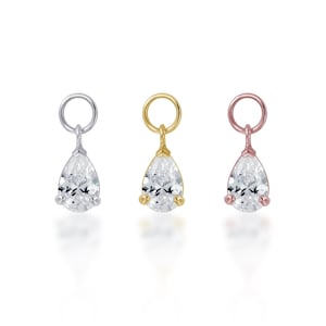 Teardrop CZ Charm Earring Charm/Charm/Hoop Charm/Pear Charm/Pear CZ Charm/CZ Pendant (1pc)
