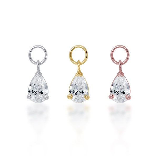 Teardrop CZ Charm Earring Charm/Charm/Hoop Charm/Pear Charm/Pear CZ Charm/CZ Pendant