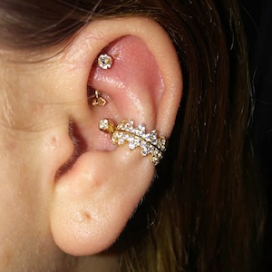 Conch Earring, Screwback Earrings, CARTILAGE Piercing, Women’s Casual Wear CZ Crown Cubic Zirconia Gemstone Cluster Earrings Jewelry  (1pc)