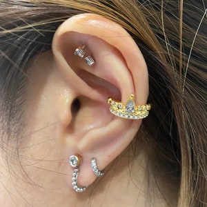 Crown teardroop Conch Hoop Earring, Orbital Piercing, cartilage piercing, Ear piercing (1pc)