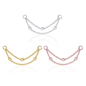Catena di perle di cartilagine doppia, catena di conchiglia, catena orbitale, catena per il naso, orecchino a catena, piercing a catena (1 pz)