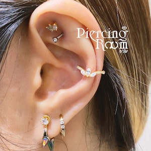 Marquise Crown Conch Clicker Conch Earring, CZ Hoop Piercing, Cartilage Earring, Clicker Earring, Helix Earring (1pc)