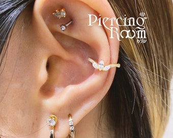 Marquise Crown Conch Clicker Conch Earring, CZ Hoop Piercing, Cartilage Earring, Clicker Earring, Helix Earring