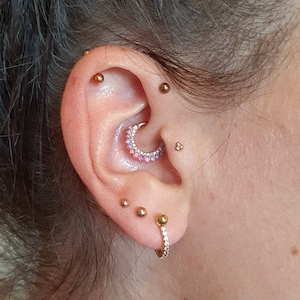 Purple Opal/CZ Clicker Daith Earring, Septum Ring, Hoop Piercing, Cartilage, Clicker Ring, Helix Earring, Eternity Hoop (1pc)