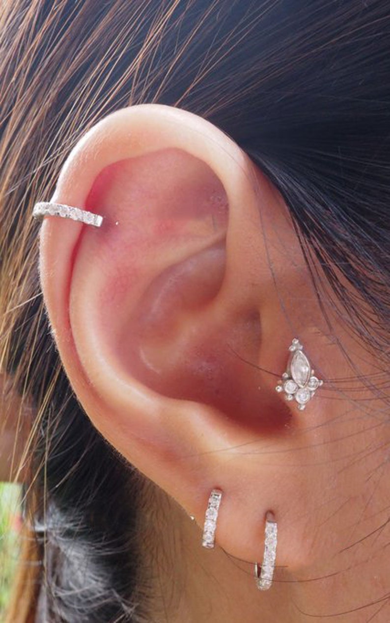 Cluster Marquise Amethyst CZ screw flat back Helix earring Etsy