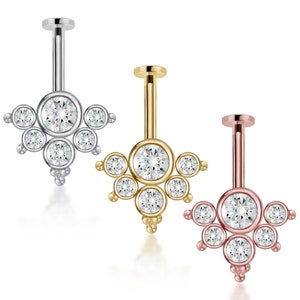 Cluster CZ Diamond screw flat back VERTICAL HELIX/ cartilage Earring/ Helix Stud / Vertical Stud / Vertical piercing (1pc)