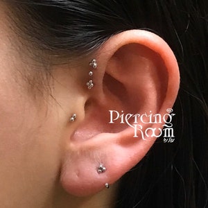 Four ball SCREW flat back Tragus/cartilage/ helix /Monroe/lobe piercing