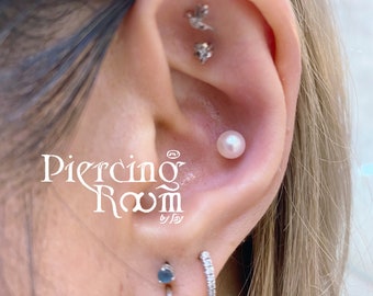 Freshwater pearl screw flat back Tragus Earring,Cartilage earring,Tragus Piercing, helix piercing (1pc)