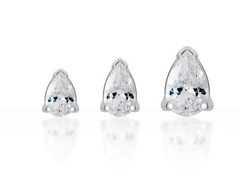 Single M Teardrop CZ SCREW flat back Tragus/lip/medusa/cartilage/helix/Monroe piercing