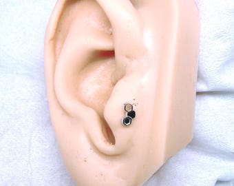 Sterling Silver Honey Comb Flat Back Piercing: Tragus, Cartilage, Helix (1pc)