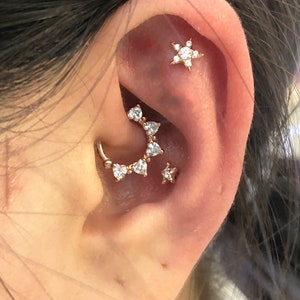 Heart CZ Clicker Daith Earring, Septum Ring, Philtrum Ring, Cartilage Earring , Clicker Ring, Helix Earring, Eternity Hoop (1pc)