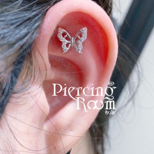 Schöner CZ Schmetterling Innengewinde Tragus Piercing, Knorpel Piercing, Helix Piercing, Lobe Piercing (1 Stück)