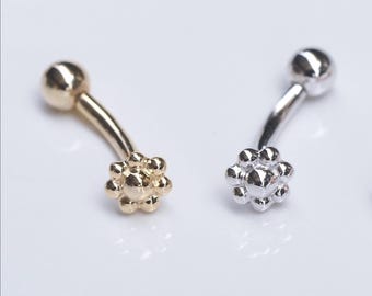 Dot flower Sterling Silver Curved Barbell: Rook/Snug/Eyebrow Piercing (1pc)