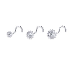 Mini Shield Sterlingsilber Nasenstecker: 20 Gauge CZ Diamant