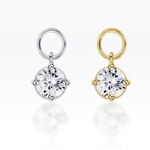 Sterling Silver CZ Charm Pendant: Round Swiss Star Cut, DIY Earring Component (1pc)