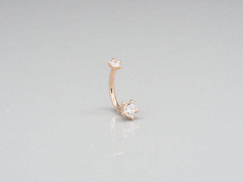 Double Gems Curved Barbell/lobe Piercing/cartilage Etsy