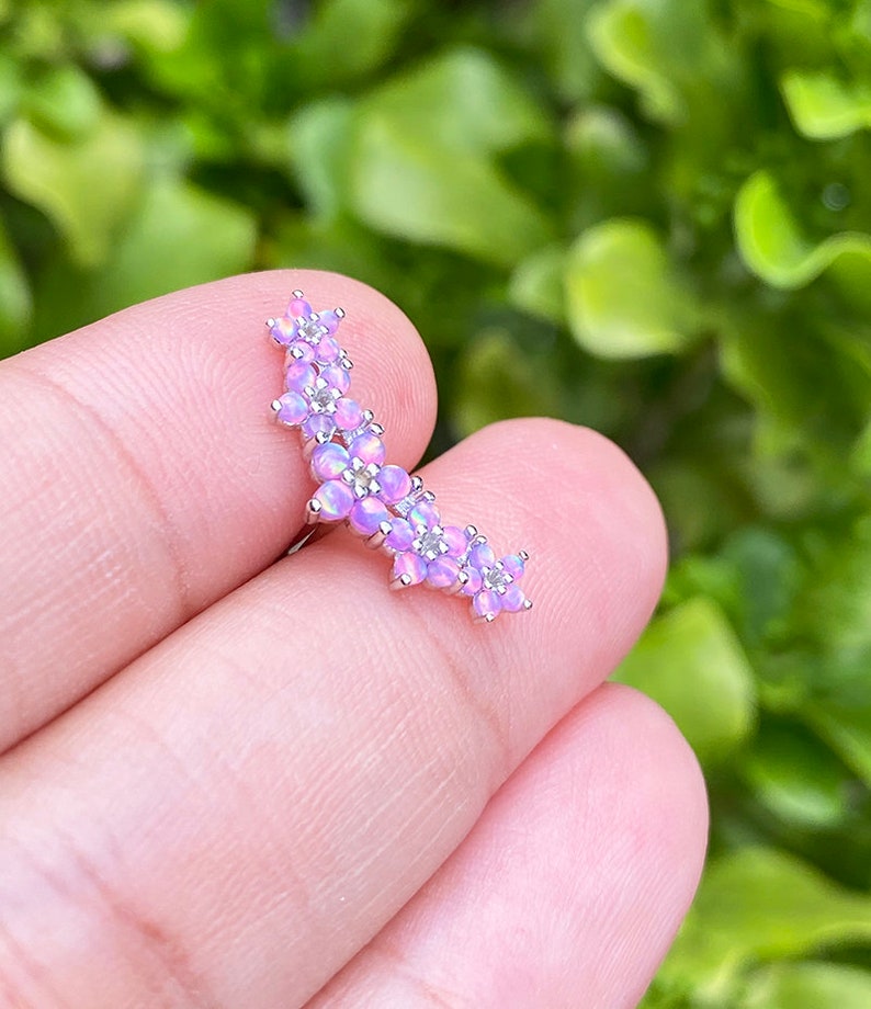 Purple Opal Gems Flower Garland Sterling Silver SCREW Flat Etsy