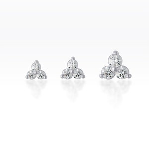 Trinity CZ diamond sterling silver SCREW flat back Tragus/cartilage/ helix /Monroe/lobe piercing (1pc)