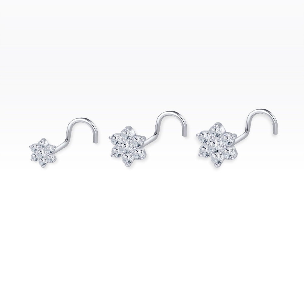 14k Yellow Gold Plated Flower Cluster Simulated Diamond Nose Piercing Stud  Pin | eBay