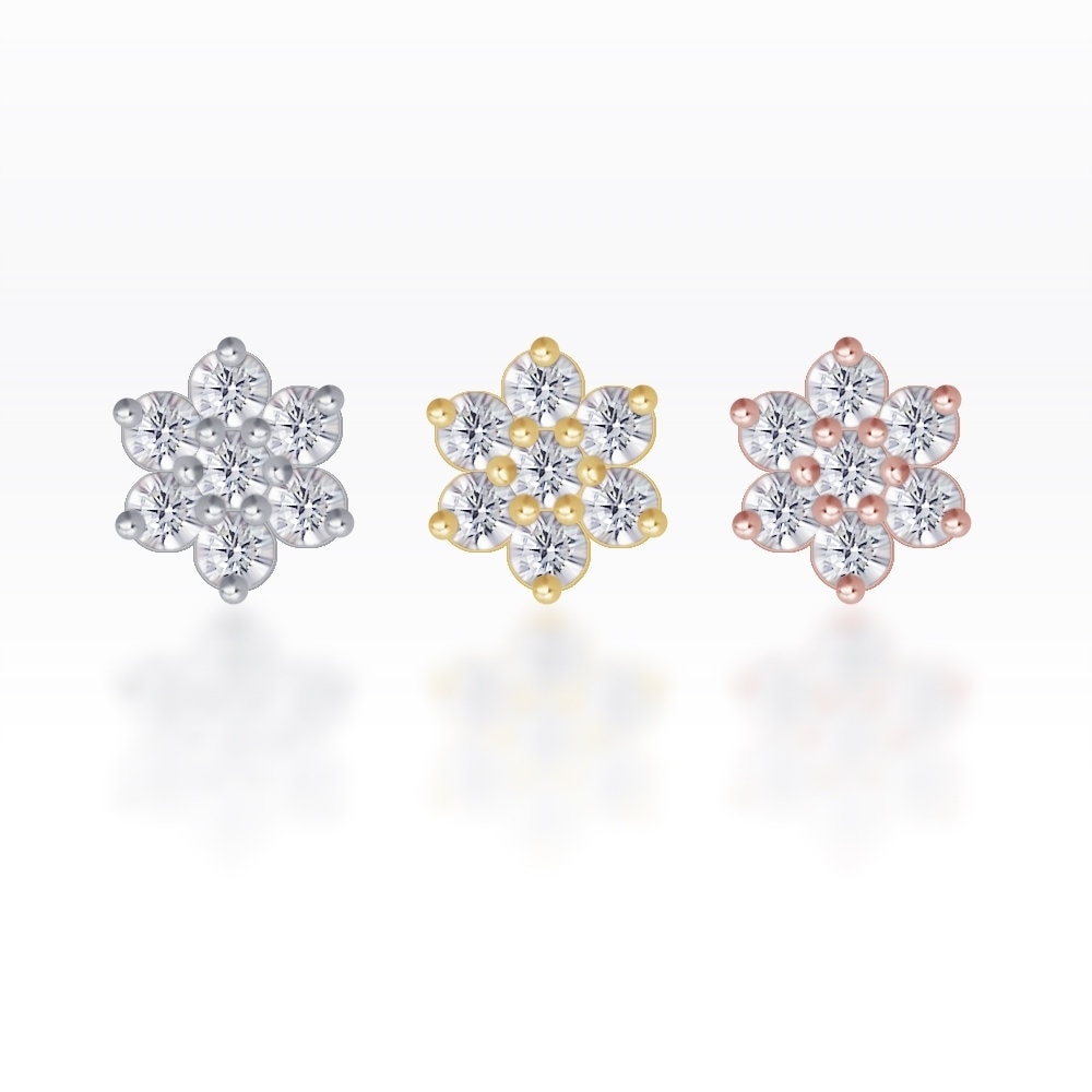 Orecchini A Fiorellino Per Cartilagine In Argento Sterling 925 Con Zirconia - 4mm, Ipoallergenici, Regalo Per Donna - 3