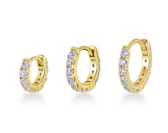 CZ Eternity Gold Plated Huggie Hoop: Helix, Conch, Rook Earring (1pc)