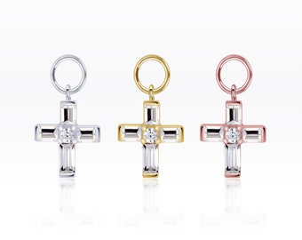 Barquette Cross Charm Earring Charm/Charm/Hoop Charm/Pear Charm/Pear CZ Charm/CZ Pendant