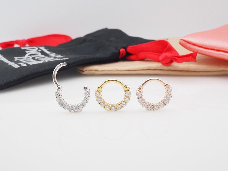 Eternity CZ diamond CLICKER hoop Daith earring Cartilage Septum ring Nose ring