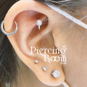 Solitaire CZ Mini Clicker Rook earring, Rook Clicker, Lobe clicker, Tragus Clicker, Helix Clicker, Dainty Clicker, Lobe Earring (1pc)