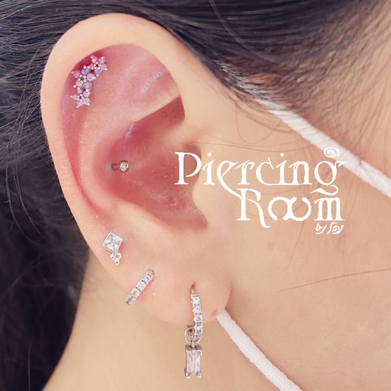 Purple Opal Three Gems Flower Garland Sterling Silver Screw Etsy