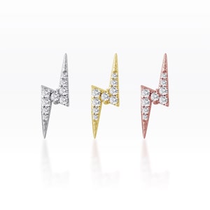 Lightning Bolt Screw Flat back /Lightning Cartilage Stud/Lightning Stud/Thunder Bolt Tragus/Lighting CZ Stud Earring/Lightning Bolt (1pc)