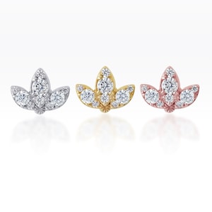 CZ Marquise Sterling Silver Flat Back Stud: Helix, Tragus, Conch Earring (1pc)