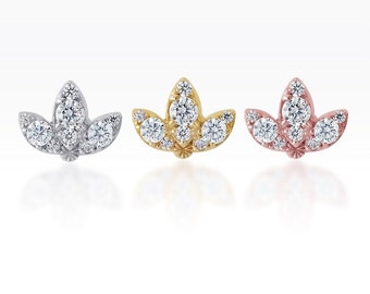 CZ Marquise (M) screw flat back cartilage stud,helix earring, tragus earring, Tragus piercing, conch earring