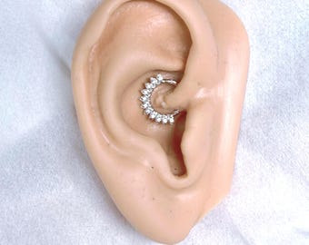 Sterling Silver Thorn CZ Clicker: Daith, Septum, Cartilage Hoop