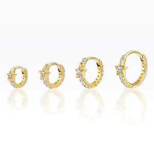 Star CZ eternity ring /huggie hoop/Rook Earring/Cartilage Earring/ Helix Earring/Helix Hoop/Lobe earring (1pc)