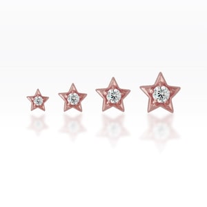 Brinco de cartilagem em estrela com pedras preciosas únicas, brinco de hélice em estrela, brinco de tragus em estrela, cartilagem em estrela CZ, brincos de pino em estrela minúsculos, piercing em lóbulo em estrela (1 peça)