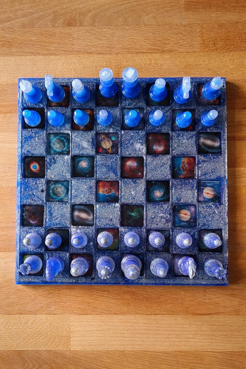 Nasa Chess Set Galaxy Resin Chess Set Handmade – Epoxy Chess Board Space Theme ...