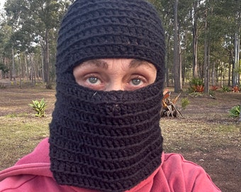 Crocheted Ribbed Balaclava Ski Mask